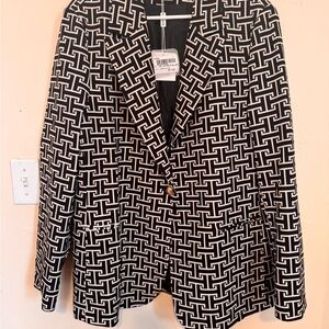 Geometric Black and White Women's Blazer
